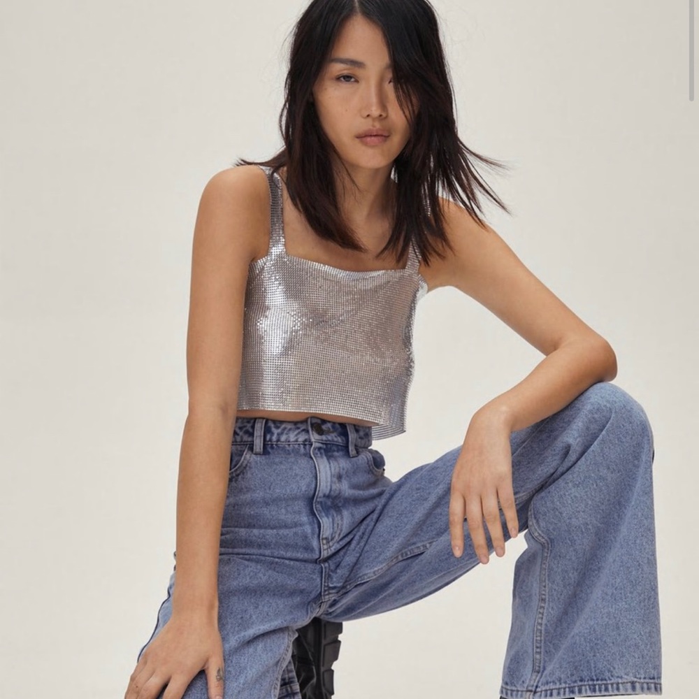 Nasty Gal Chainmail Cowl Neck Cropped Backless Top - SOLD OUT